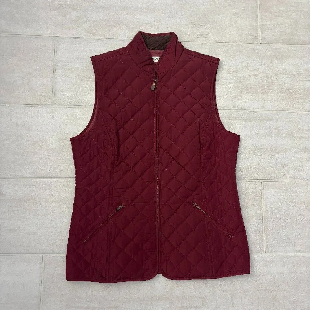 Orvis Vest Insulated Maroon Red Wine Quilted Small Pockets Lightweight Outdoors